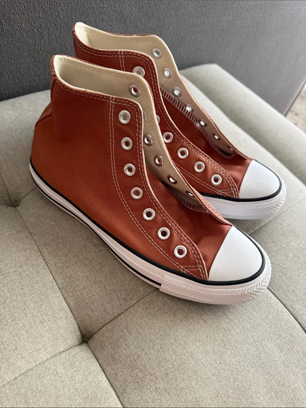 Converse High-Top Canvas Sneakers in Rust Orange -